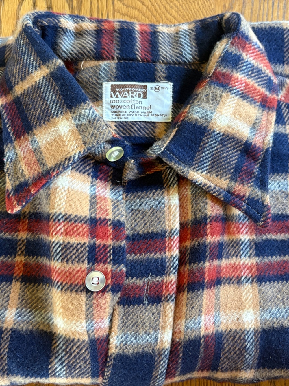 Vintage Montgomery Ward Plaid Button-Up woven flannel Medium NWOT